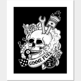 Skull and Smoke, Black and white - Gimme Fuel Posters and Art